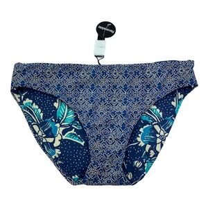 Athena New Women's Blue Printed Marine Reversible Bikini Swim Bottoms Size XS